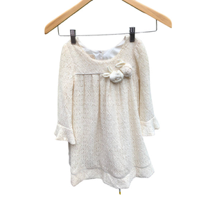 Laura‎ Ashley Dress lace overlay bell sleeve shift flower girl ivory cream